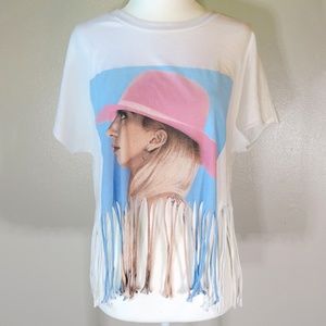 Lady Gaga Joanne Tour Graphic Fringe Tee Size L